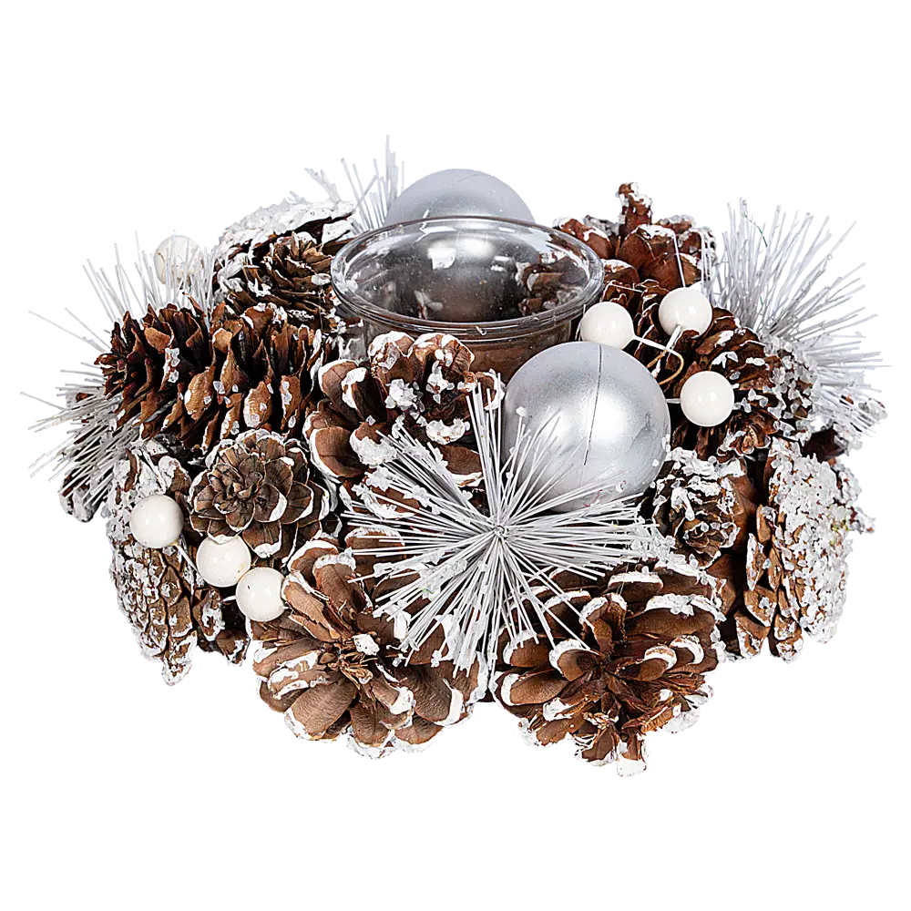 89368877 Декоративное украшение Подсвечник из шишек 17x9 см STLM-1461623 Santreyd 