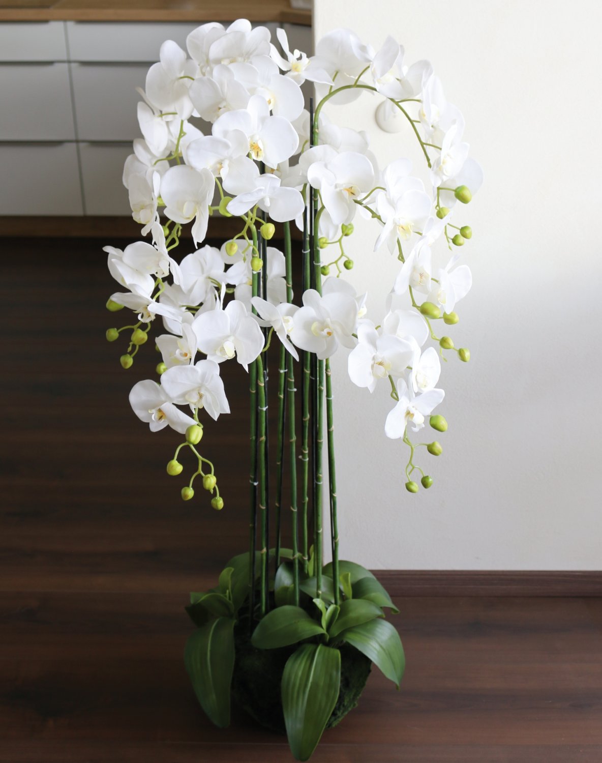 2860 777 a3 Пластиковая орхидея Phalaenopsis с 'почвой', 9-кратная, 120 см, real touch, белая H-andreas  - Вид №2