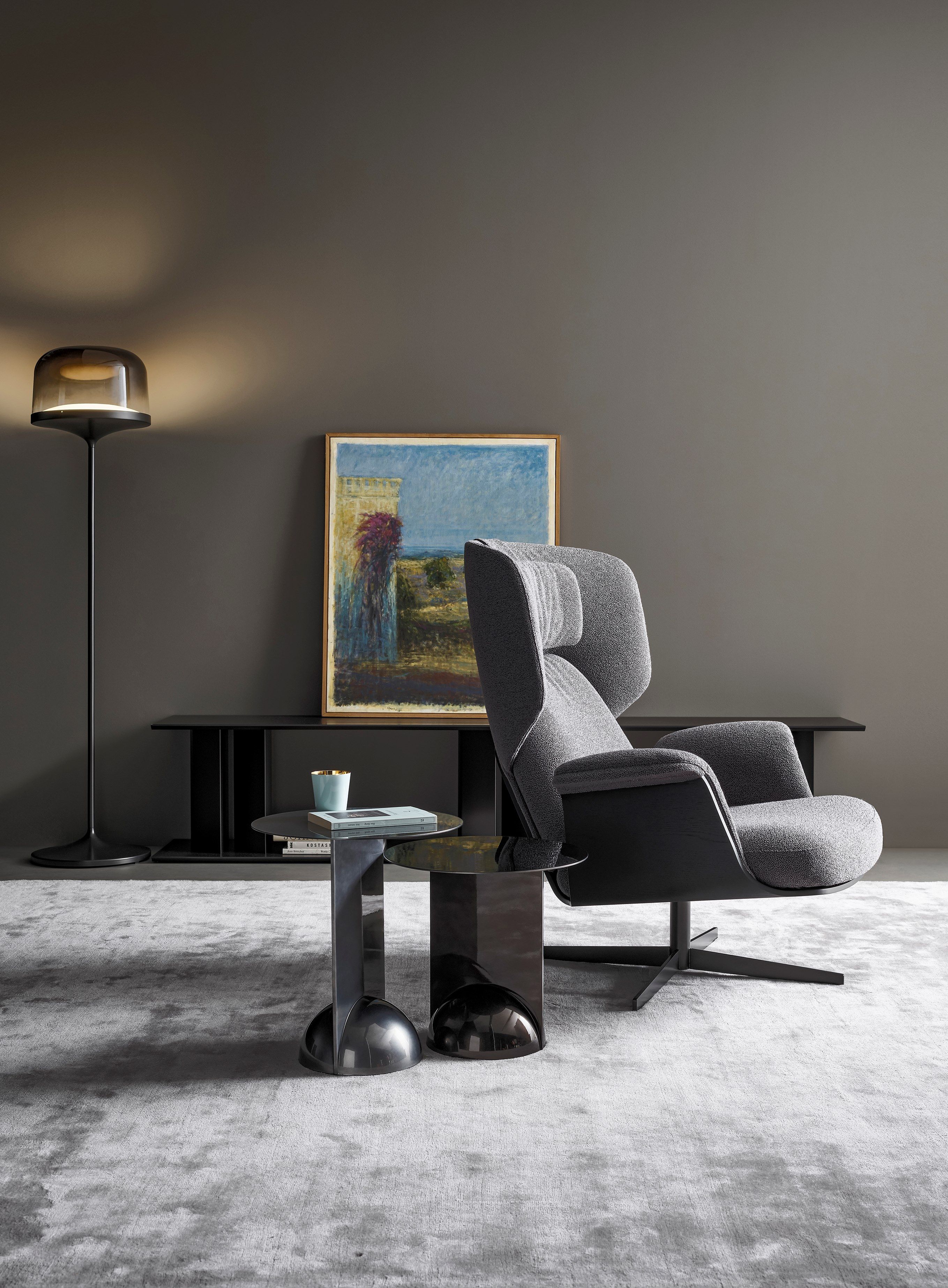 Тканевое вращающееся кресло с подставкой для ног BONALDO Olos ARCH-00073493 - Вид №1