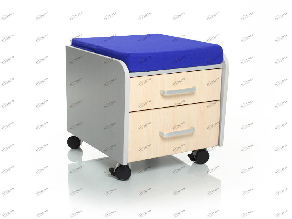 Тумбочка с колесами и двумя ящиками клен, синяя подушка MEALUX  261245 Синий;бежевый Santreyd 