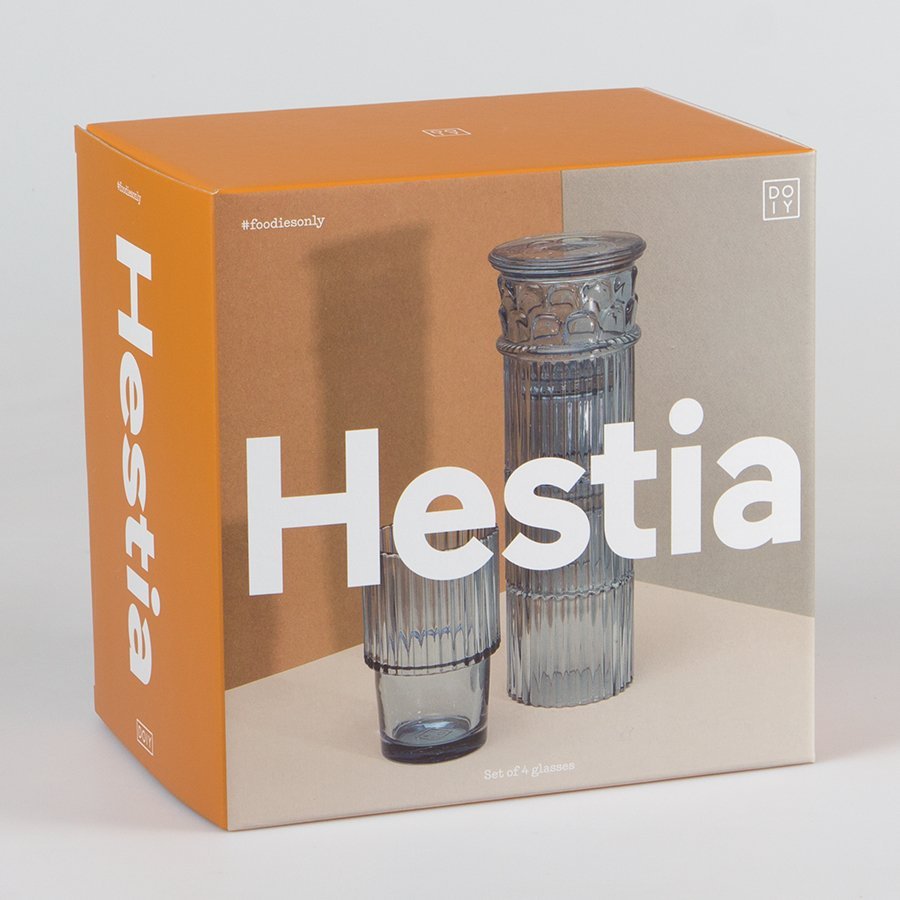 Бокалы голубые стеклянные 4 штуки Hestia DOIY ДИЗАЙНЕРСКИЕ 00-3871468 Прозрачный;синий  - Вид №5