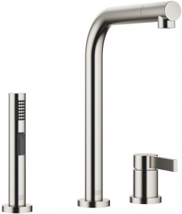 32800790-06_1_27721970-06_1 Смеситель на два отверстия с отдельными розетками с душевым гарнитуром для ополаскивания - платина матовая Dornbracht Elio