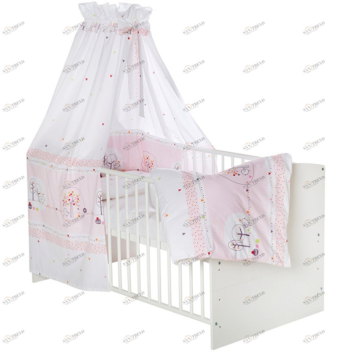 Постельное белье детское 4 предмета бело-розовое Birdy SCHARDT  00-3880154 Белый;розовый Santreyd 