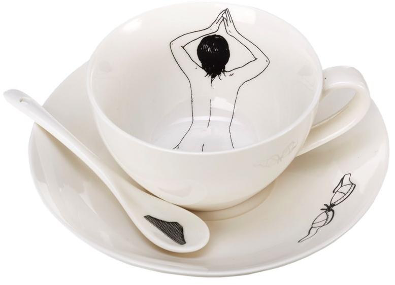 Pols Potten Набор фарфоровых чашек с блюдцем Undressed 230-400-178  - Вид №1