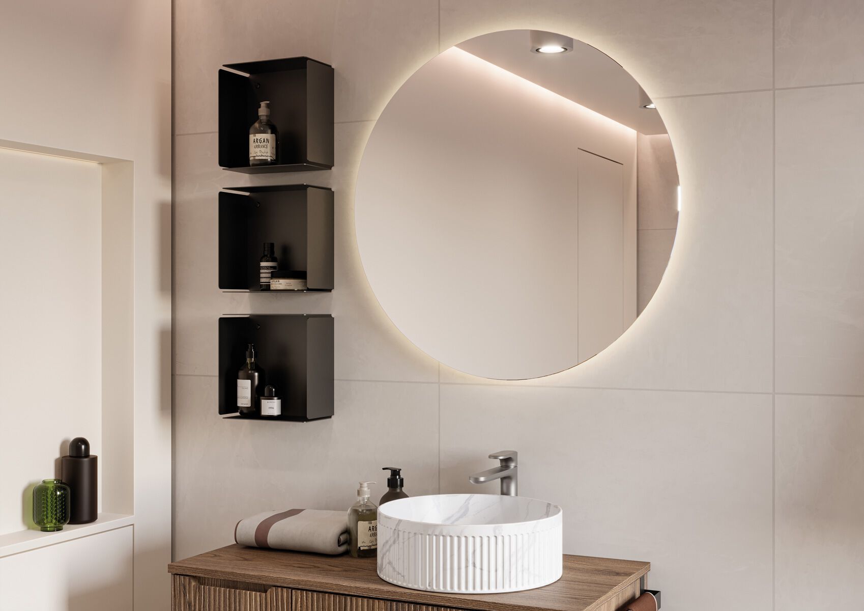 Деревянный подвесной туалетный столик с зеркалом с ящиками LEGNOBAGNO Verso ARCH-00108308 - Вид №1