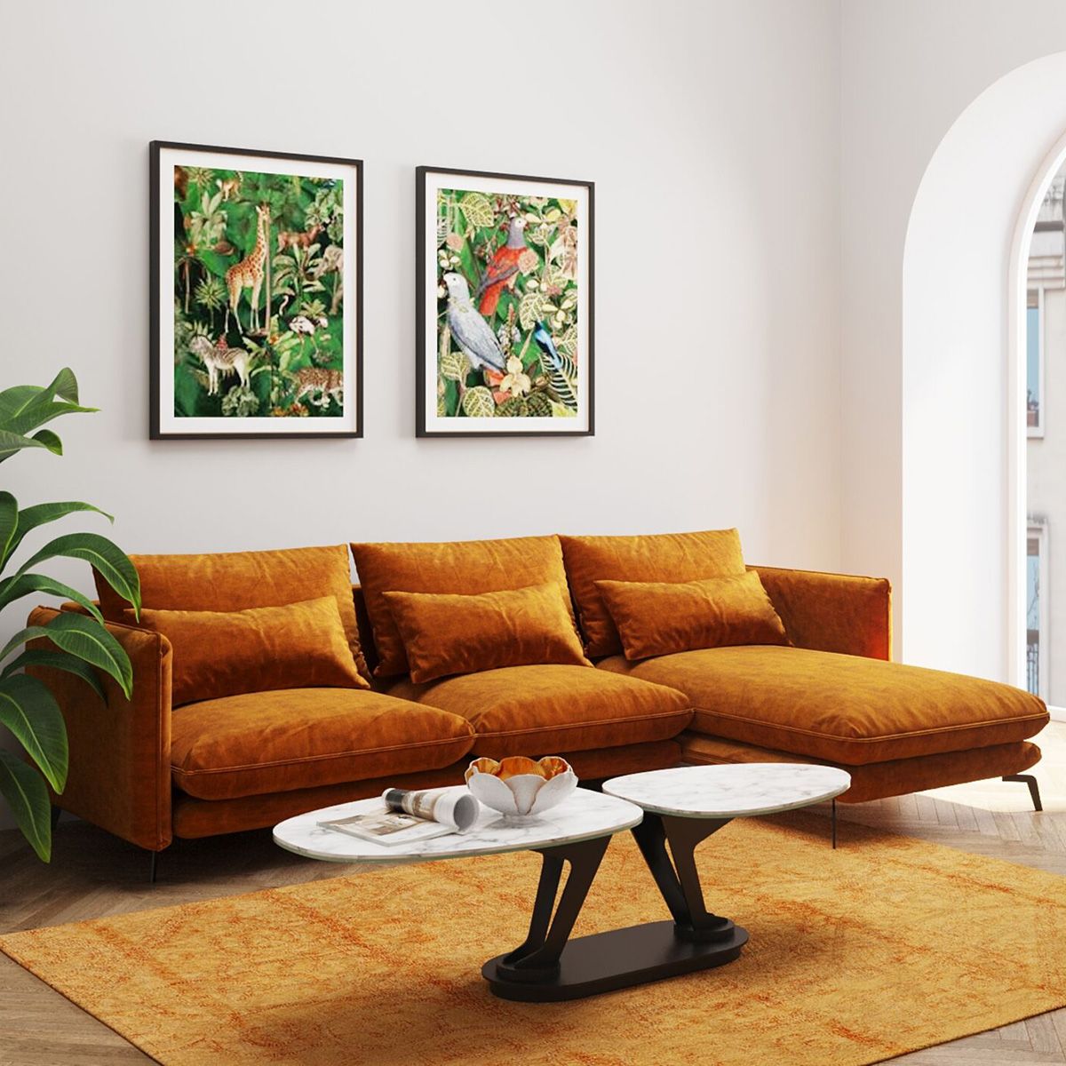 3-местный тканевый диван с полуостровом KARE Design MONZA ARCH-00014265 - Вид №2