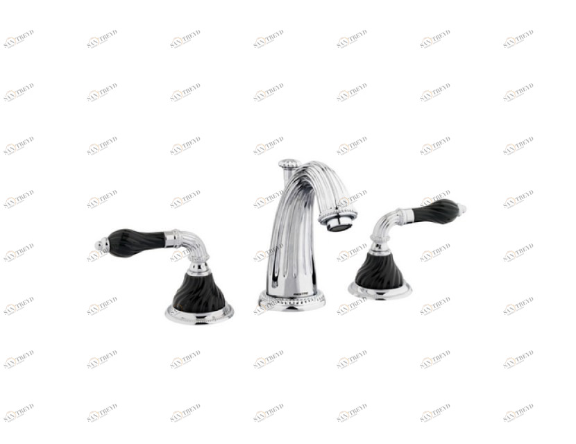 233501.NSL0.62 Раковина с тремя отверстиями, витая из черного фарфора Сатин никель Mestre Artica