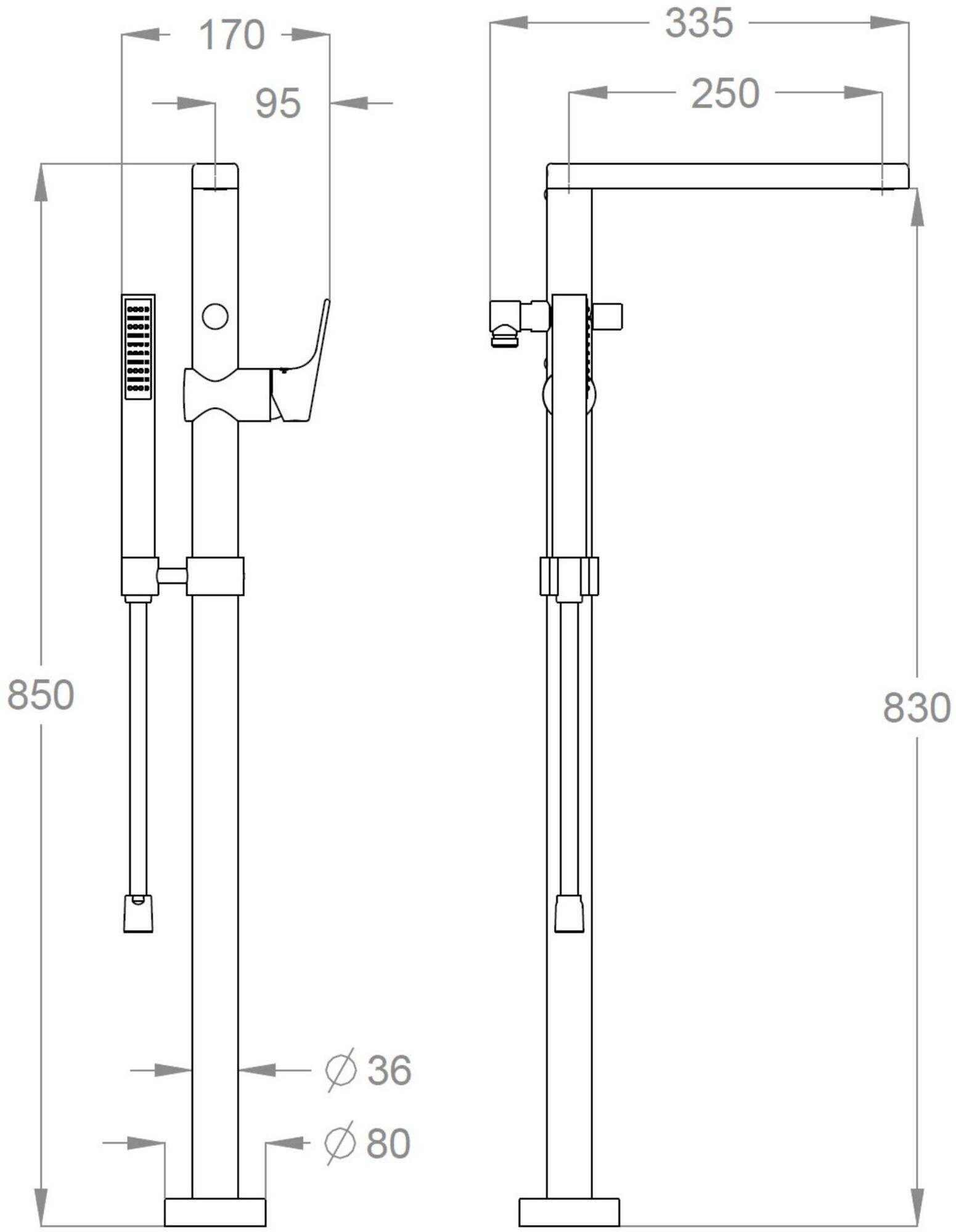 Fir Italia Смеситель для ванны напольный из латуни с ручным душем New handy 52 5233008 - Вид №1