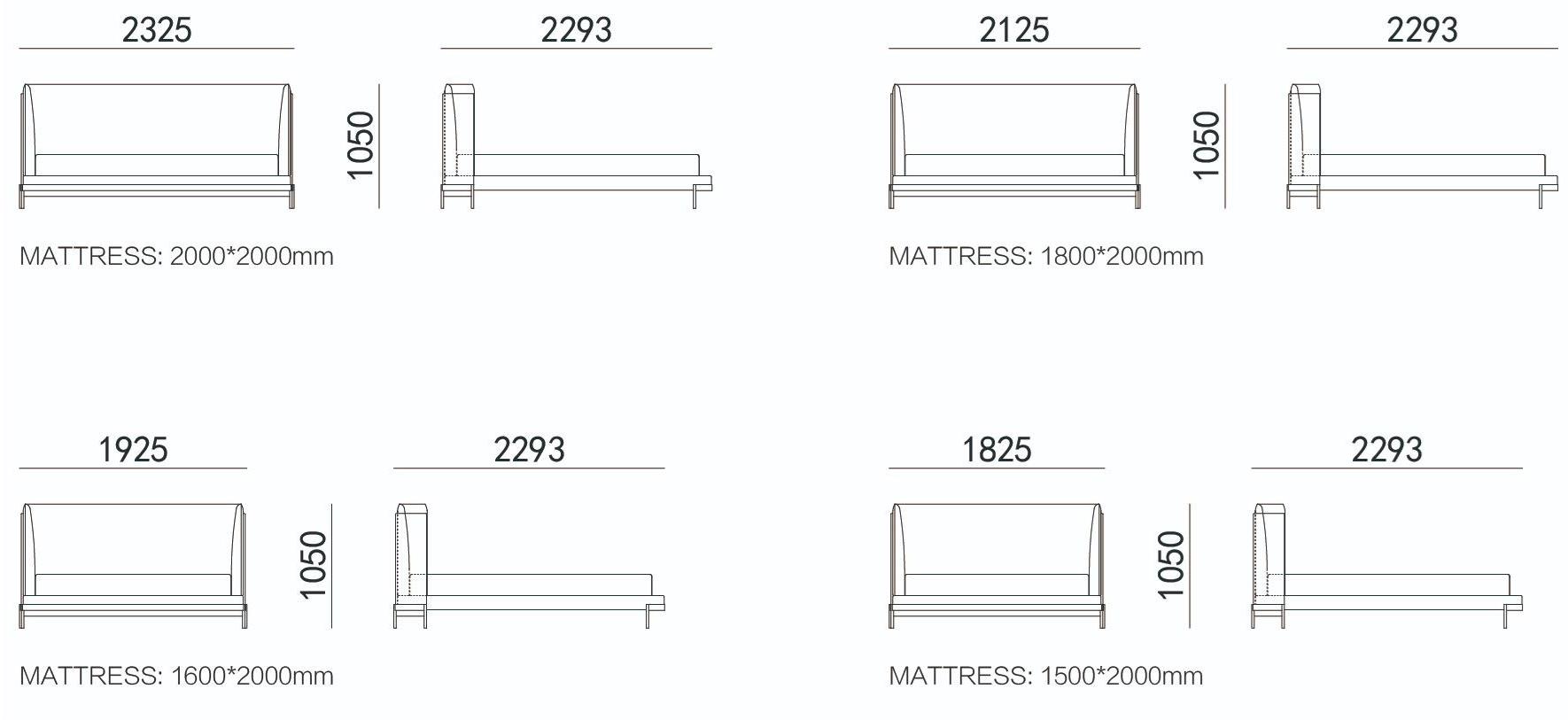 HC28 Cosmo Двуспальная кровать из ткани с мягким изголовьем Barry 61f010/61f001 - Вид №2