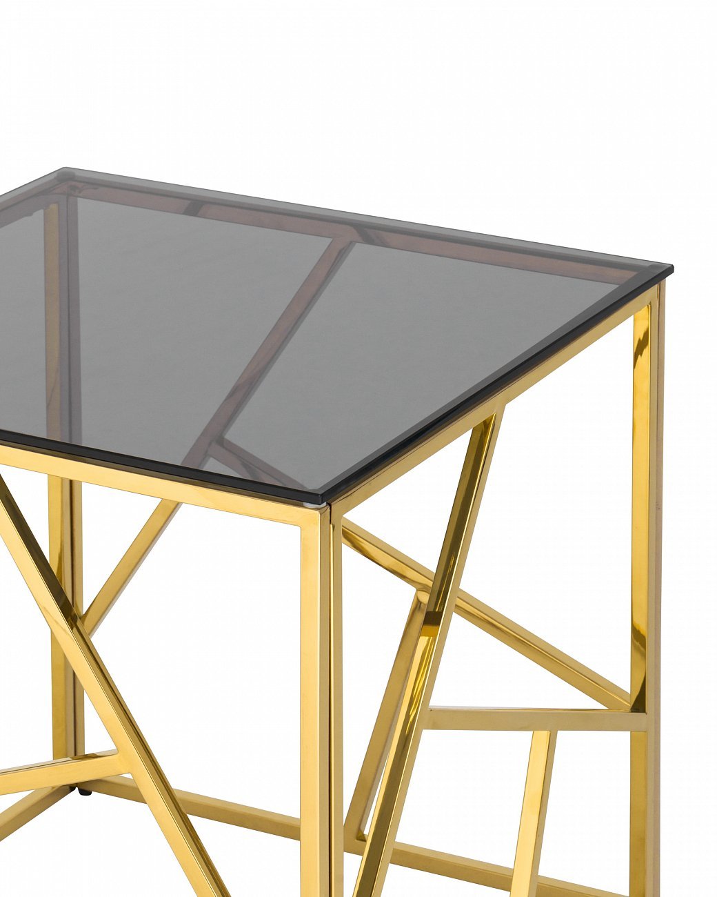 Журнальный столик стеклянный дымчатый с основанием золото 55х55 см "Арт Деко" STOOL GROUP  00-3881903 Золото  - Вид №2