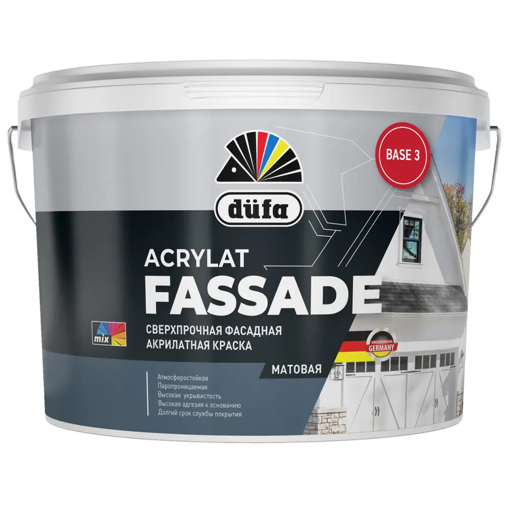 Краска фасадная Dufa Acrylat Fassade матовая цвет прозрачный база C 9 л STLM-2175213