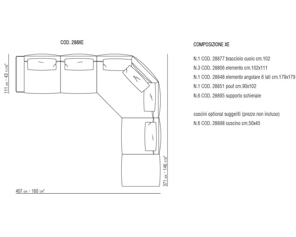 Угловой диван из ткани Flexform Harper ARCH-00029402 - Вид №16
