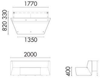 Grado Design 3-х местный тканевый диван со столешницей Modo Mod-sf-2slt - Вид №2