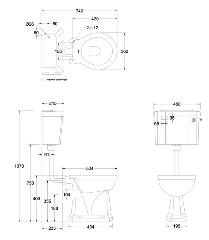 Туалет в оконном шкафу с напольной внешней кассетой Burlington Wc con cassetta esterna ARCH-00148930 - Вид №5