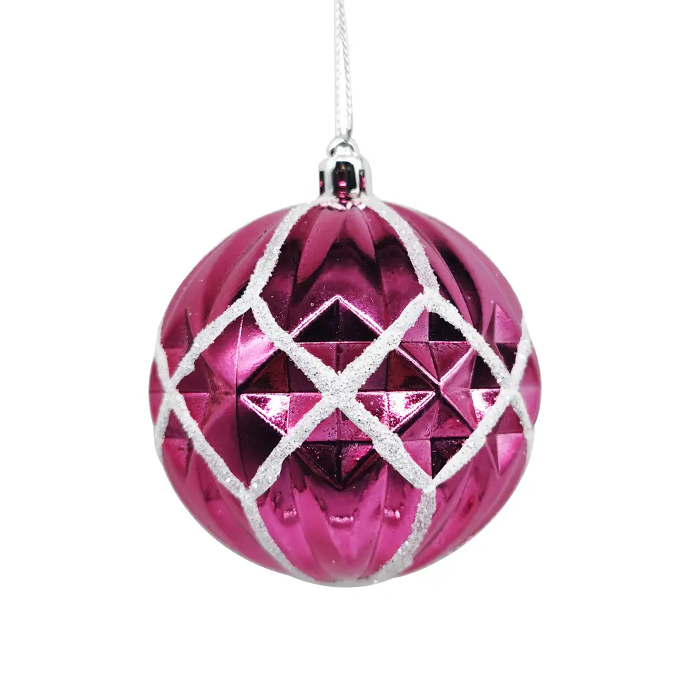 85156515 Елочный шар «Изгибы» ø8 см пластик фиолетовый STLM-0956378 Santreyd  - Вид №2