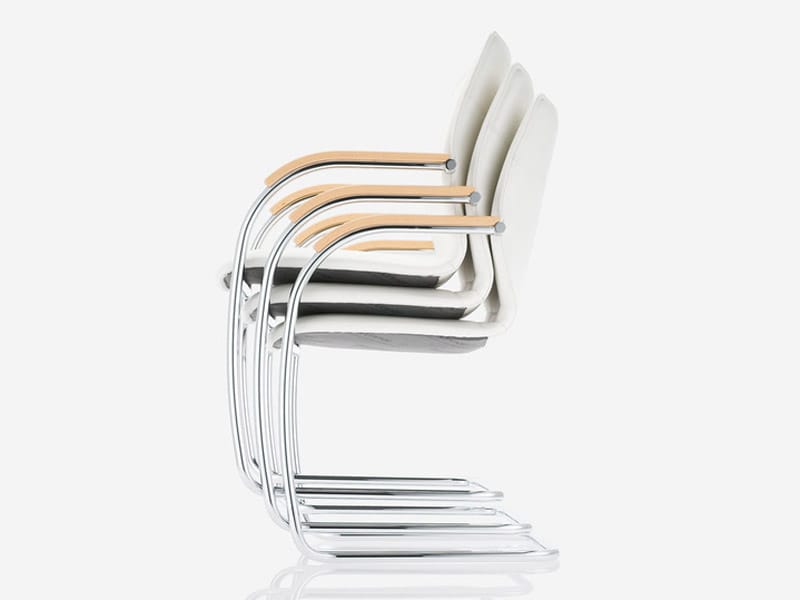 Кожаный консольный штабелируемый стул с подлокотниками Brunner ARCH-00021895