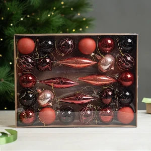 Набор елочных шаров KREAFORTA с блестками, 26 шт, розовый 89420571