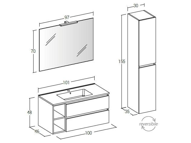 Деревянный подвесной умывальник со встроенным умывальником LEGNOBAGNO Экспресс ARCH-00060650 - Вид №1