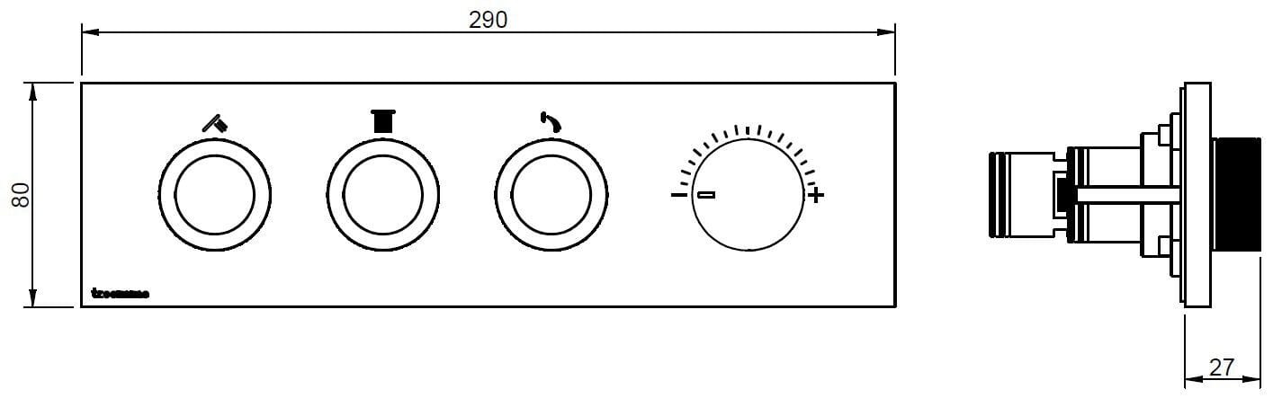 Термостатический смеситель для душа с 5 отверстиями Rubinetterie Treemme W-SMART RWIT 5C90 / 2BF6 ARCH-00119771 - Вид №2