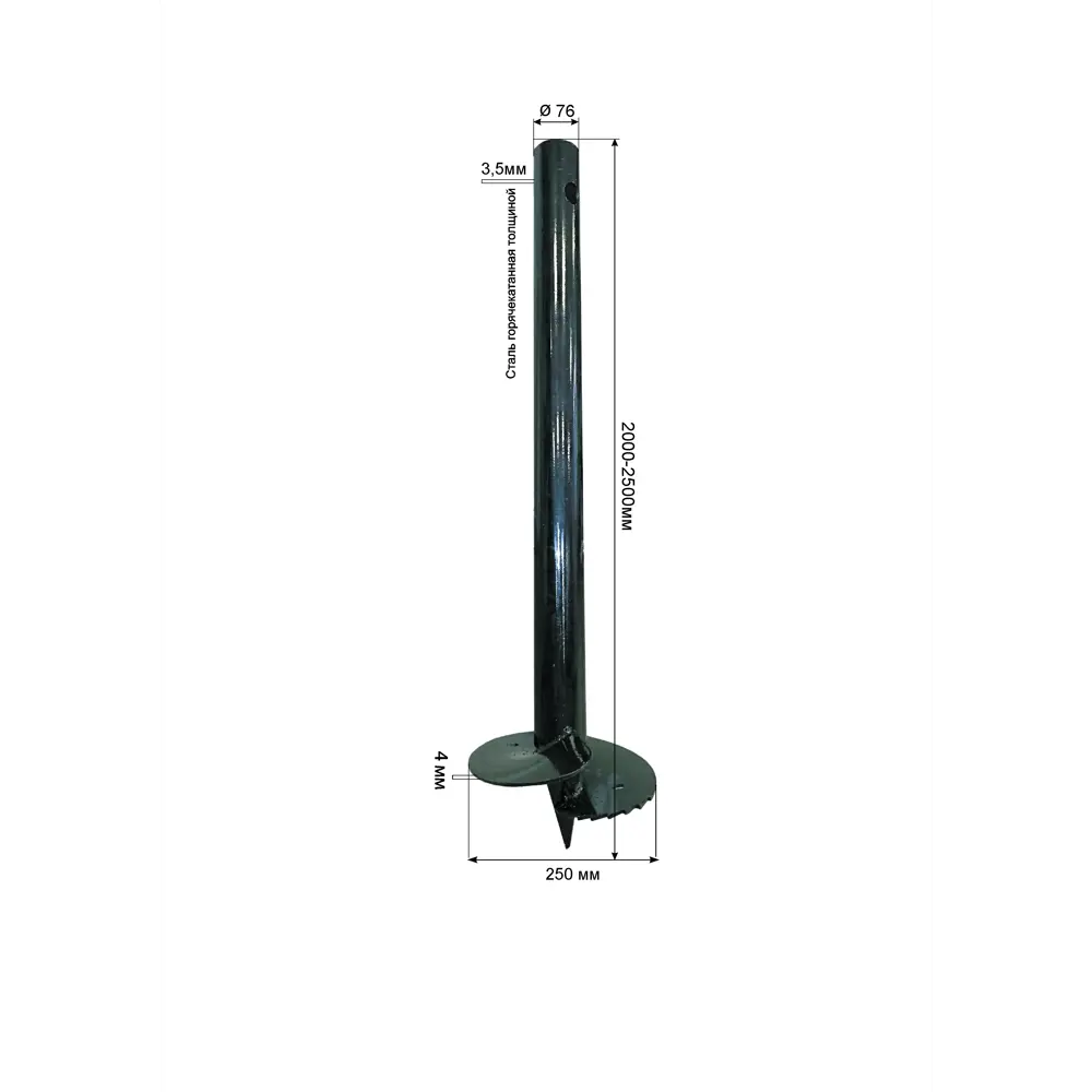 ТАВРОС Винтовая свая для фундамента 76×2000 мм 82021532 STLM-0017765