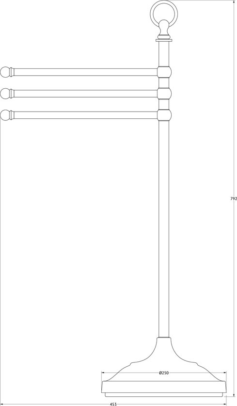 STI 231 Стойка с держателем полотенец поворотным тройным для ванной 80 cm 3SC STILMAR GOLD Treesseci 3SC - Вид №1