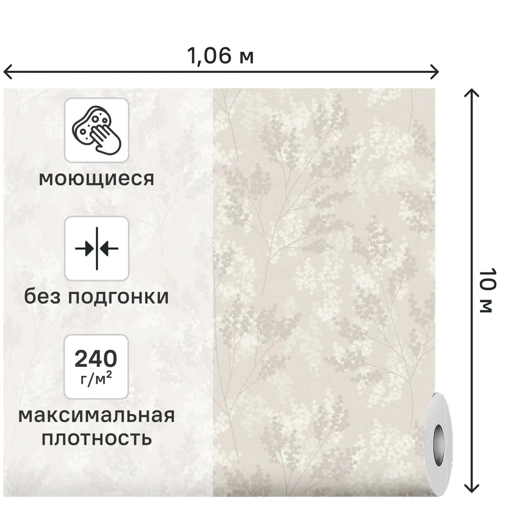 Обои флизелиновые Grandecolife Kantri 3 светло-бежевые 1.06 м R207138 89457814 STLM-2139065 - Вид №1