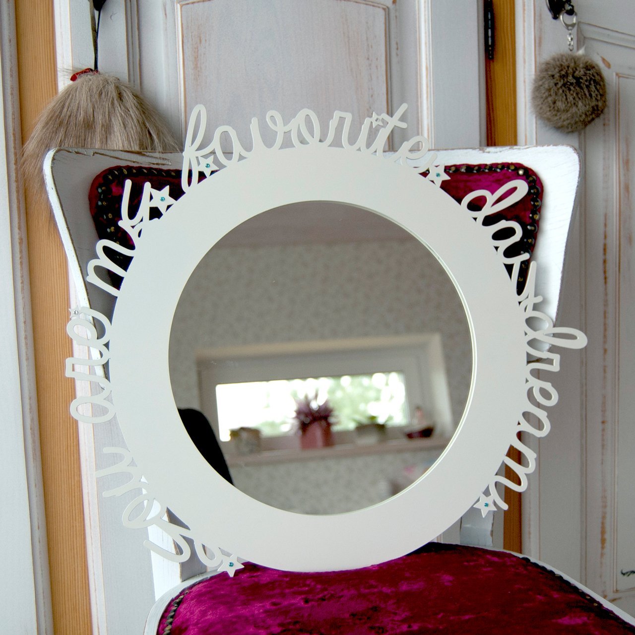 Зеркало белое круглое в раме с надписью Daydream BONESSI НАСТЕННОЕ ЗЕРКАЛО 049451 Белый  - Вид №3