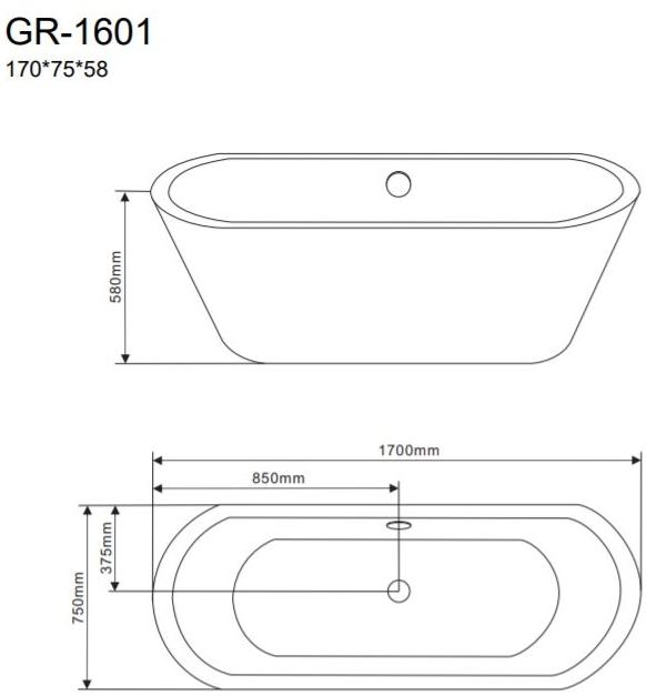 Ванна отдельностоящая GR-1601 (170x75x58) GROSSMAN  - Вид №2