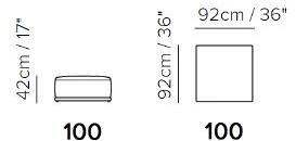 Natuzzi Квадратный пуф из ткани Dorian sun-id-1350612 - Вид №1