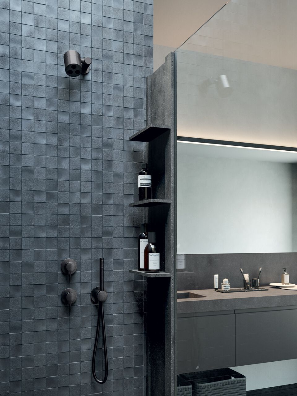 Душевая кабина с настенным креплением Corian® Rexa уникальный ARCH-00135090 - Вид №3