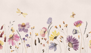 Детские панорамные обои с цветочными мотивами