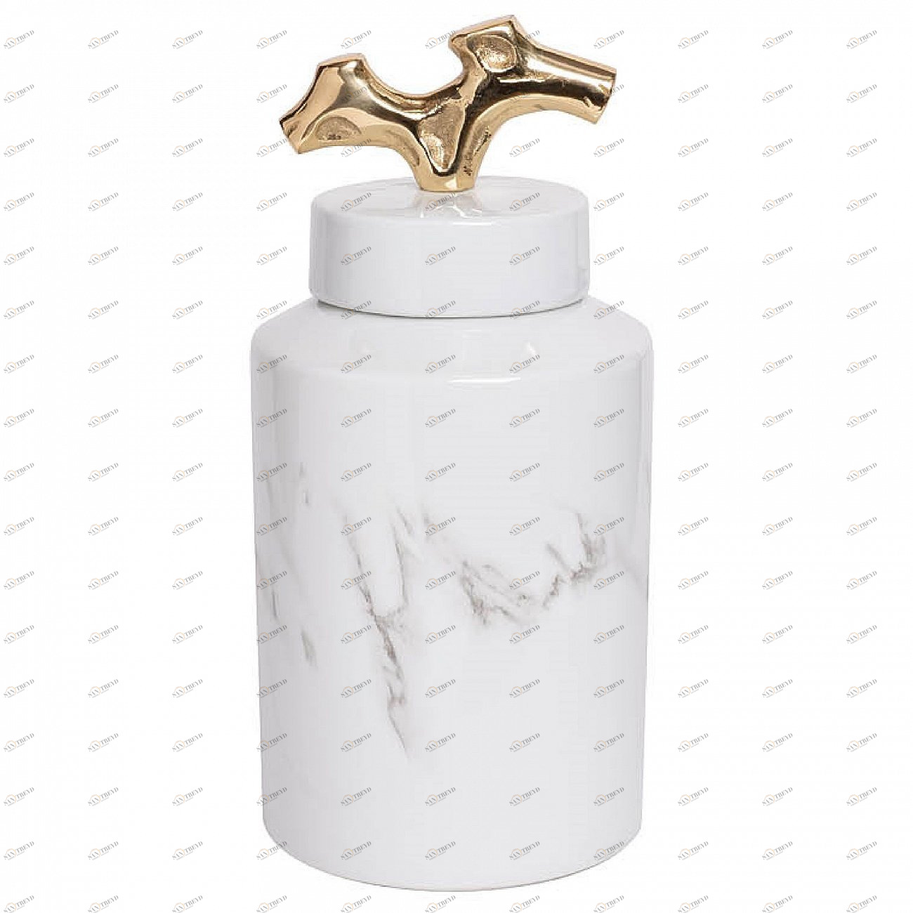 Ваза керамическая c крышкой бело-золотая 15х30 см GARDA DECOR ДИЗАЙНЕРСКИЕ 266910 Белый 