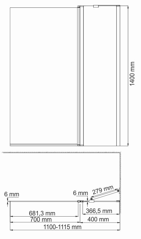 48P02-110R Matt glass Fixed Душевое ограждения на борт вынны Santreyd Россия  - Вид №1