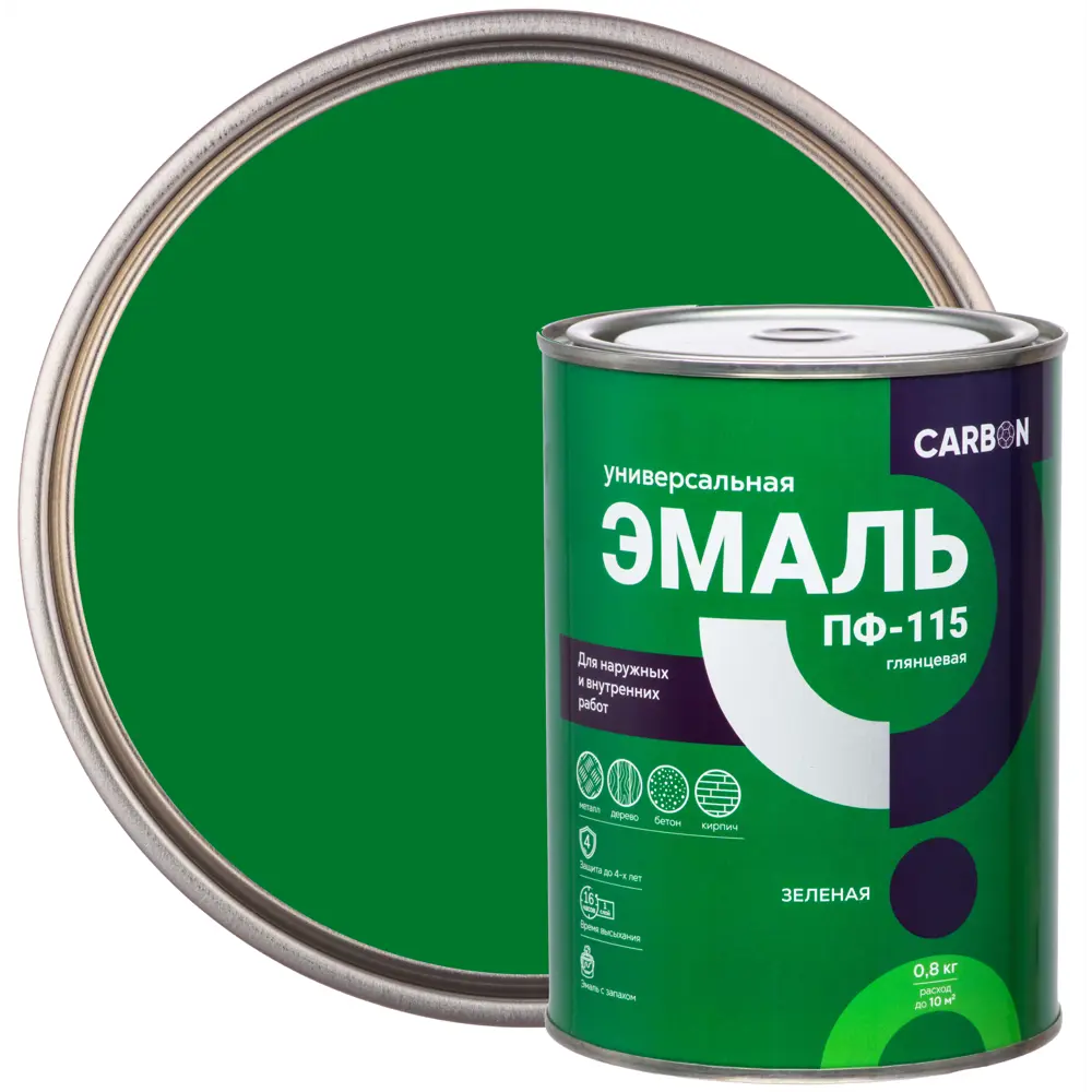 Эмаль ПФ-115 Carbon глянцевая цвет зеленый 0.8 кг 82739750 STLM-2000859 