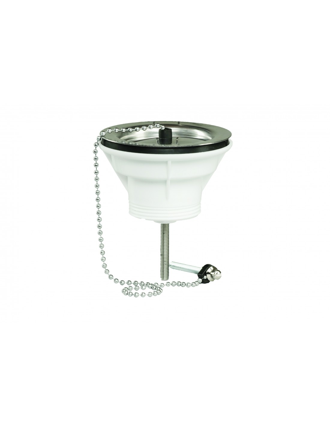 701500 000 00  Сифон для раковины Д. 60 мм с цепным ограничителем, зажим для крепления, затяжка 5/60 мм, NF, нержавеющая сталь Valentin Сталь 