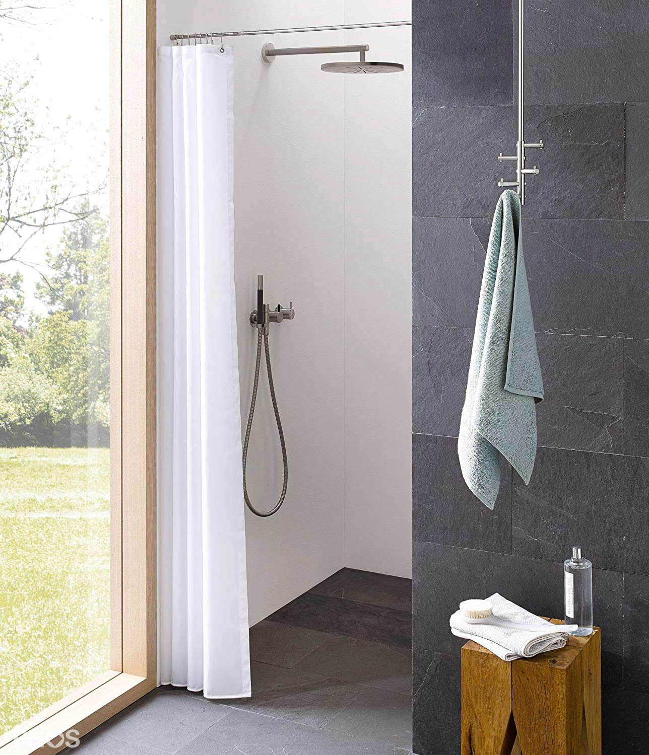 DV-P200-100 Занавеска для душа чисто-белая, длина 200 см, ширина 100 см. PHOS  - Вид №1