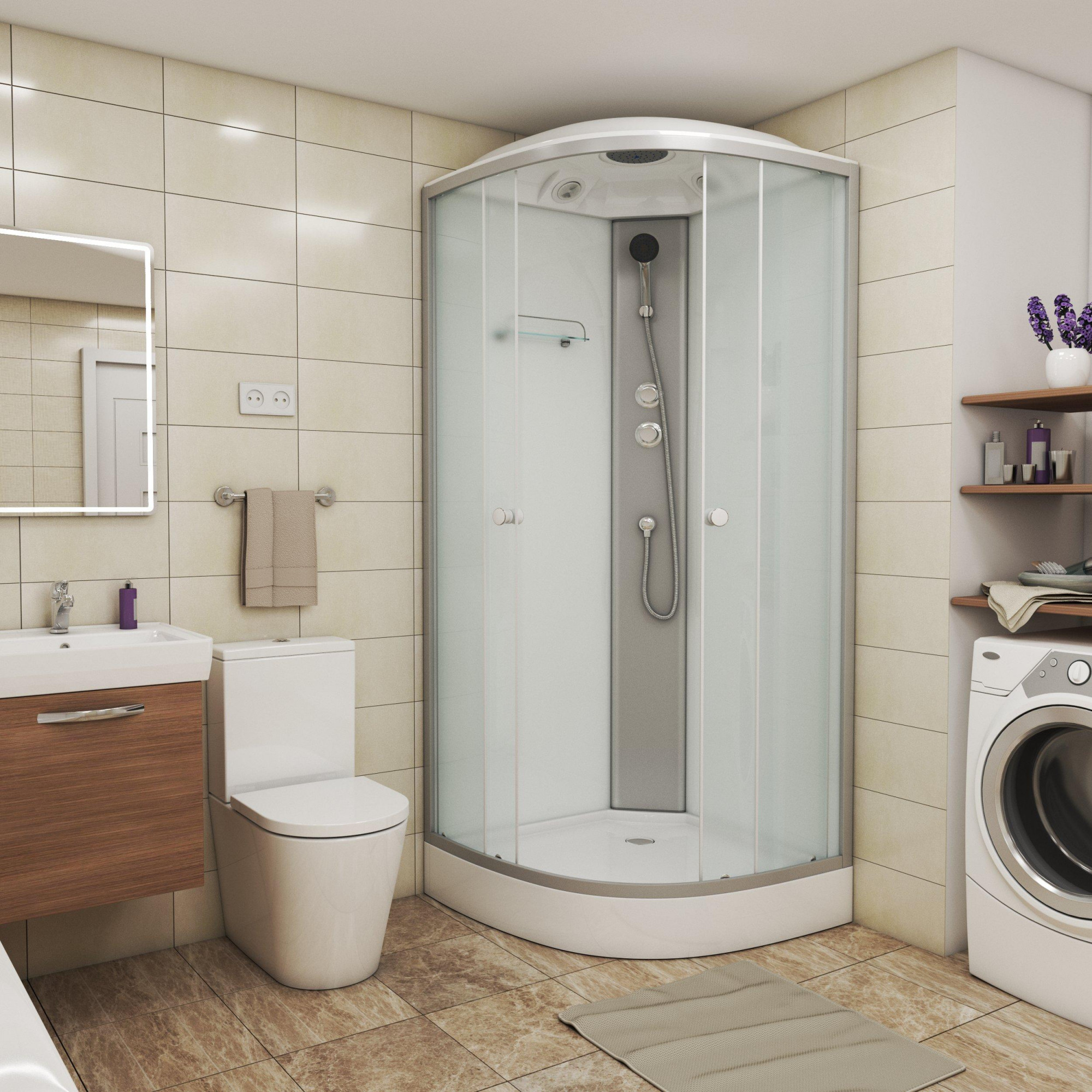 Душевая кабина NG- 4303-08 (800х800х2150) низкий поддон(13см) стекло МАТОВОЕ Niagara ECO