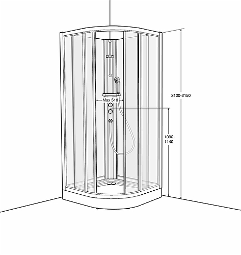 636580 IFO Душевая кабина круглая из кварца SKR VK, Фасад SKR VK 900 x 900 Solid - Вид №3