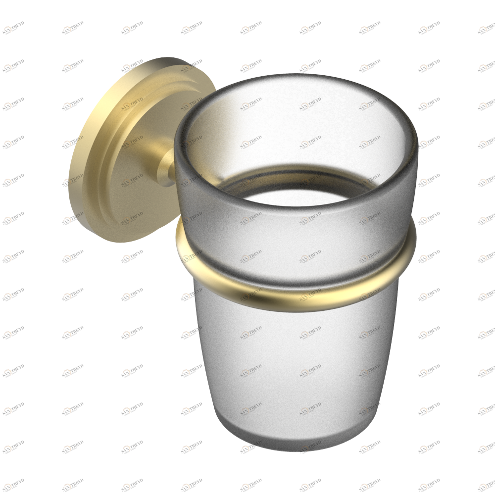 G2J-536 Стакан настенный для зубных щёток Thg-paris Faubourg - белый фарфор - с рукоятками Покрытие PVD матовая латунь G2J-536 CAT.F