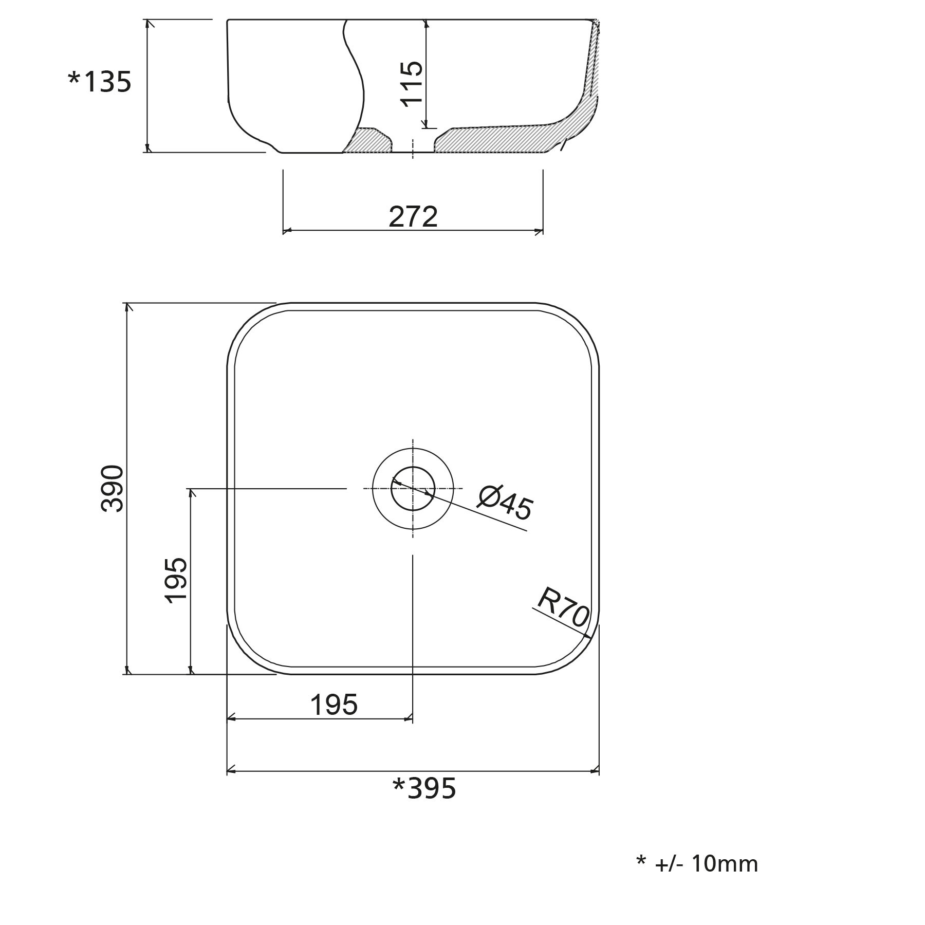 24554 SALGAR Раковина DOLCE 390 WHITE PORCELAIN 390 x 140 мм - Вид №4