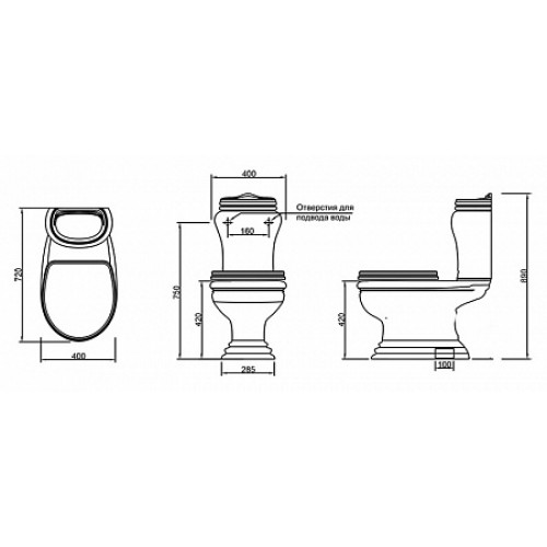 ML.MLD-25.748.D2 Бачок для унитаза Золотистый Migliore  Италия  - Вид №1