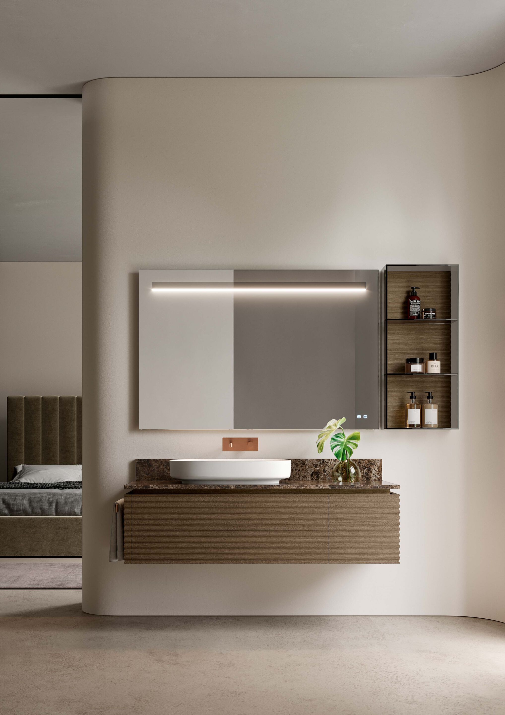 Прямоугольное зеркало со встроенным настенным освещением Ideagroup SIDE-UP ARCH-00037243 - Вид №7