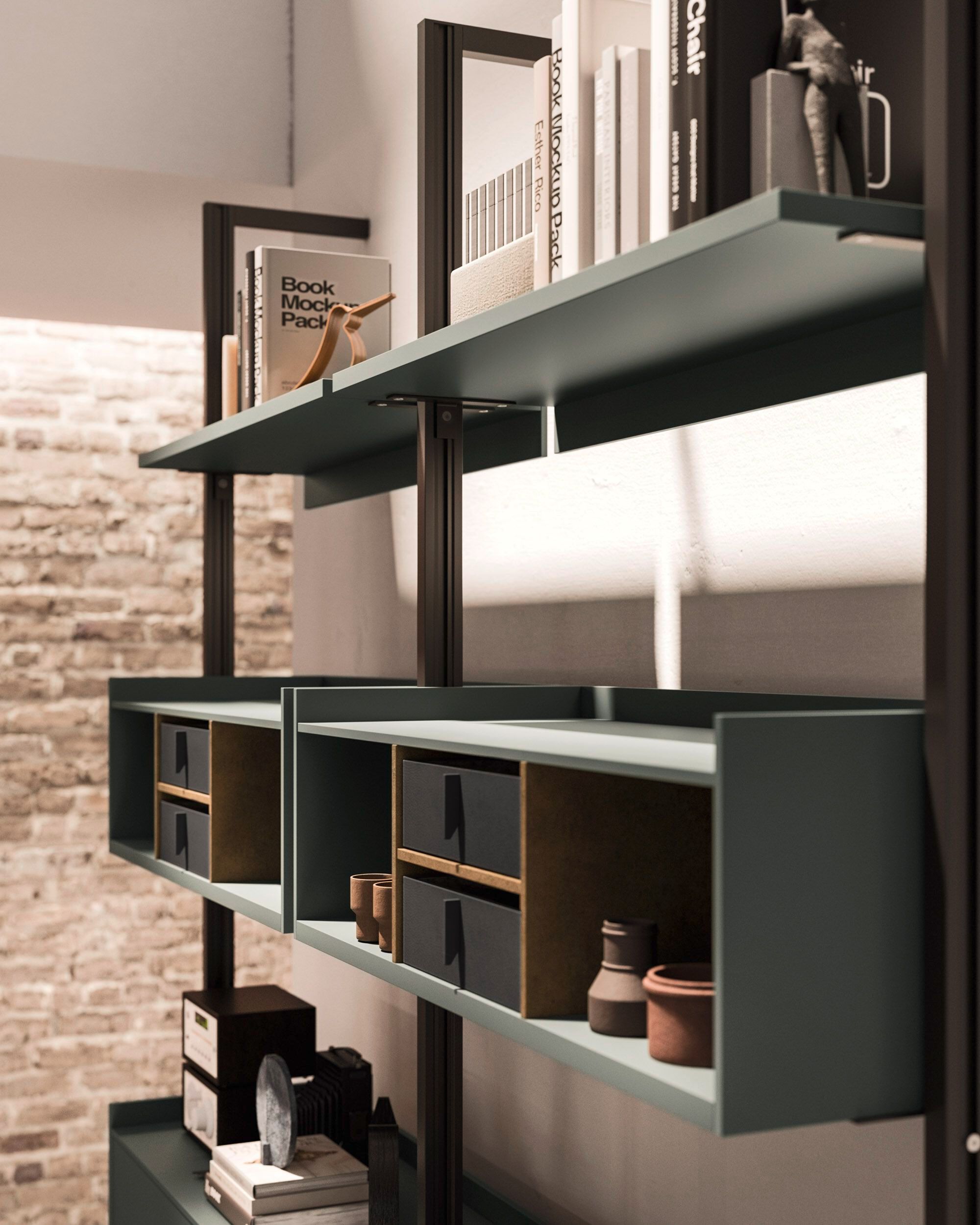 Модульный книжный шкаф из алюминия и стекла Arrital Feeling Home ARCH-00037220 - Вид №1