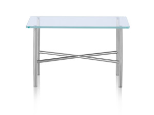 Прямоугольный стеклянный и металлический журнальный столик