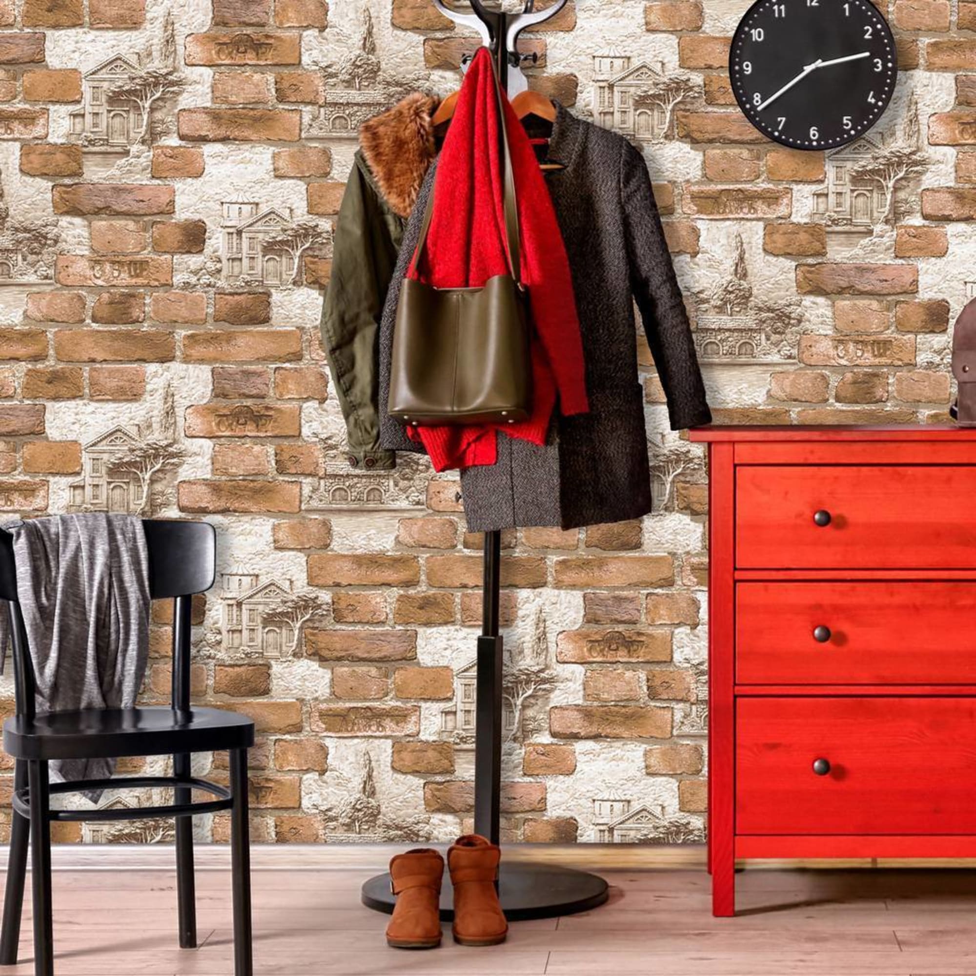 82050276 Обои флизелиновые Бристоль коричневые 0.53 м 316 14 Кирпичи Santreyd  - Вид №2