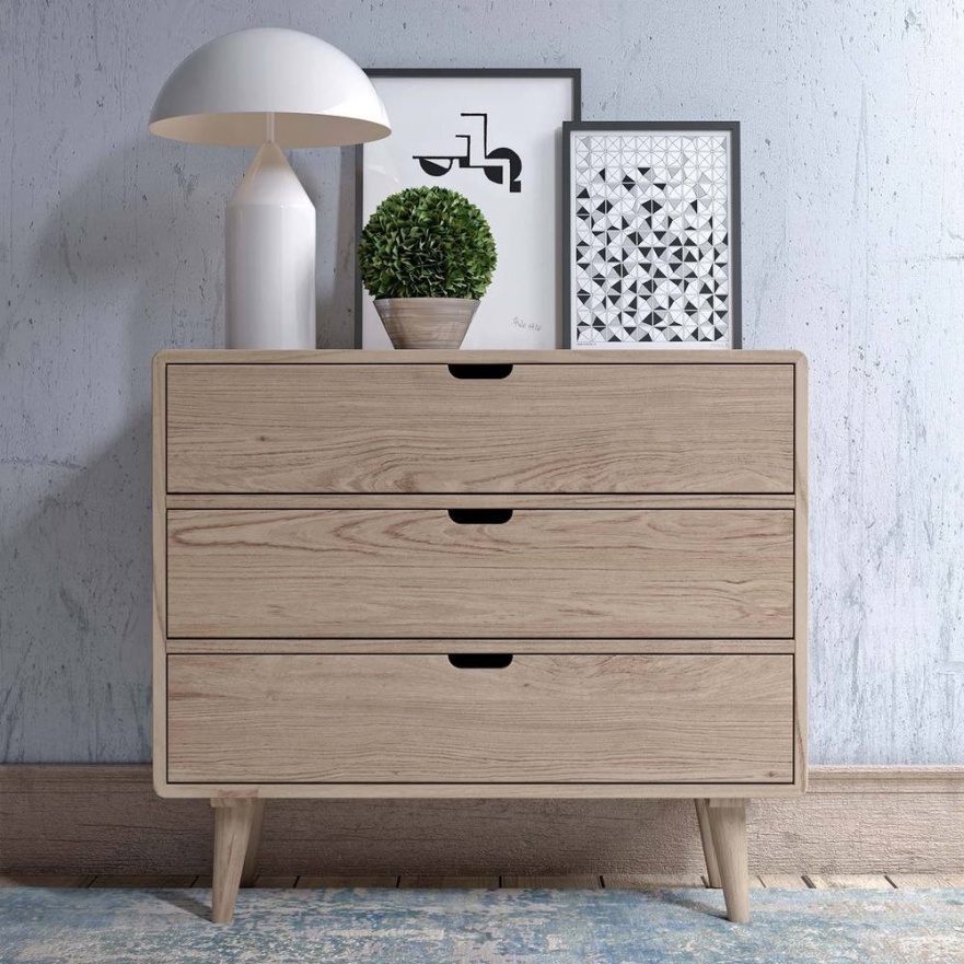 Комод деревянный с 3 ящиками бежевый N1 Jackson FURNITERA ДИЗАЙНЕРСКИЕ 120324 Бежевый;дуб сонома  - Вид №3