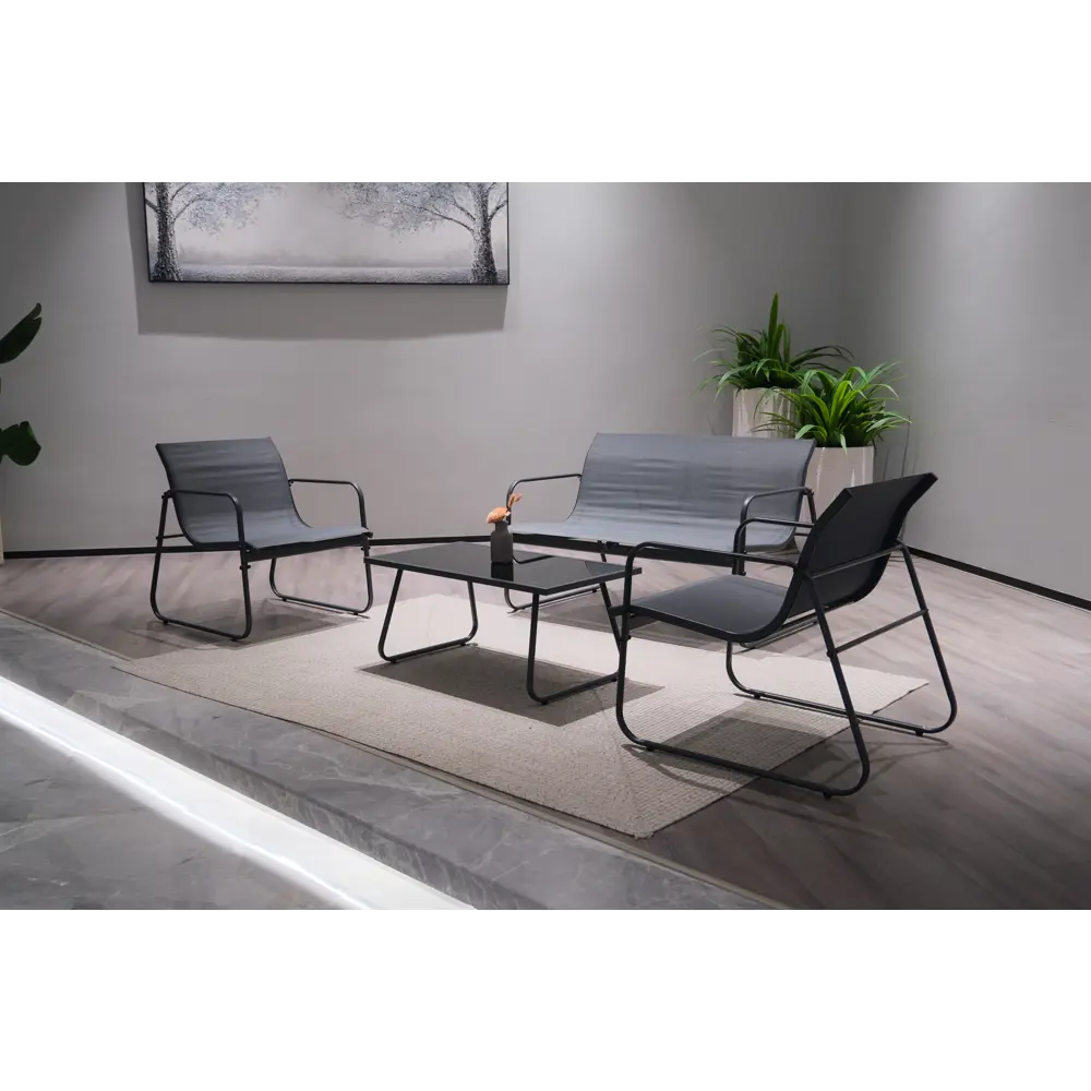 Набор садовой мебели для отдыха BEGINIA Lama Сталь Стол, диван, кресло 2 шт Черный STLM-2183634 - Вид №19