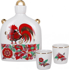 10617158 Императорский фарфоровый завод Набор для вина 2/3 "Красный петух""Славянский" Фарфор твердый