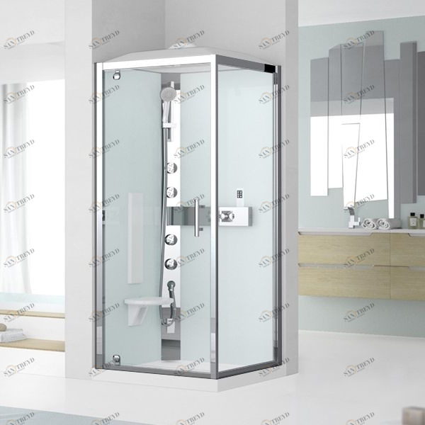 Novellini. Душевая кабина термостатическая 80x80 GF80 HYDROMASSAGE с низким душевым поддоном и крышей с парогенератором GLAX 3 GL3GF80T1N1K