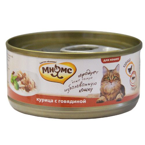 ПР0030893*24 Корм для кошек Курица с говядиной в нежном желе конс. 70г (упаковка - 24 шт) МНЯМС 